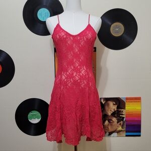 Delicates | Vintage Pink Sheer Lace Flare Slip